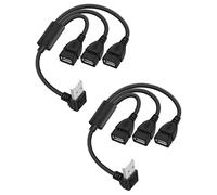 YANBORONSN Down Angle USB Splitter 3 Port USB 2.0 Hub,90 Degree USB A 1 Male to 3 Female Y Splitter Cable Support Charging & Data Transfer for PC,Laptop,Keyboard(0.3M,2 Pack)