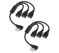 YANBORONSN Right Angle USB Splitter 3 Port USB 2.0 Hub,90 Degree USB A 1 Male to 3 Female Y Splitter Cable Support Charging & Data Transfer for PC,Laptop,Keyboard(0.3M,2 Pack)