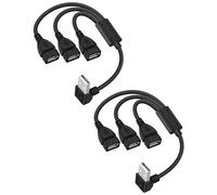 YANBORONSN Up Angle USB Splitter 3 Port USB 2.0 Hub,90 Degree USB A 1 Male to 3 Female Y Splitter Cable Support Charging & Data Transfer for PC,Laptop,Keyboard(0.3M,2 Pack)