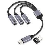 YANBORONSN USB C Splitter 3 Port 1 Male to 3 Female,1 in 3 Out USB C Extender Hub Data & Power Charging USB 2.0 Extension Cable for Car,Laptop,Keyboard,Mouse(25CM)