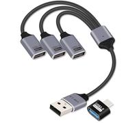 YANBORONSN USB Splitter 3 Port 1 Male to 3 Female,1 in 3 Out USB Extender Hub Data & Power Charging USB 2.0 Extension Cable for Car,Laptop,Keyboard,Mouse(25CM)