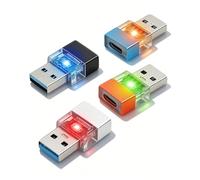 YANBORONSN USB to USB C Adapter 4 Pack,USB A Male to Type C Female Converter Support OTG,USB 3.0 Adapter with LED for Charging heads, Computers, Laptops(4 Pack)