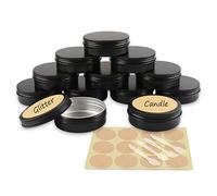 YANCAER 10 Pack 100ml - D83mm x H28mm Matte Black Screw Top Aluminum Tin Jars Round with Screw Lid and Blank Labels, Cosmetics Pots Containers for DIY Candle, Crafts, Lip Balms, Salves, Travel
