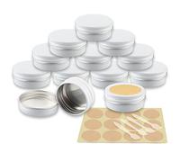 YANCAER 10 Pack 15ml - D41mm x H17mm White Screw Top Aluminum Tin Jars Round with Screw Lid and Blank Labels, Cosmetics Pots Containers for DIY Candle, Crafts, Lip Balms, Salves, Travel