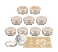 YANCAER 10 Pcs 50ml - D57mm x H28mm Aluminium Tin with Lids, Matt gold Round Aluminium Tin Jars with Lids, Lip Balm Tins, Cosmetic Container Pots for Soap Crafts Candle Salves
