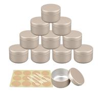 YANCAER 10 Pieces 50 ml Empty Matt Gold Round Aluminum Tin Jars 50g Aluminium Cream Jars for Lip Balm Candles Cosmetics Powder Sample