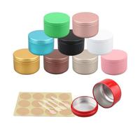 YANCAER 10 Pieces 50 ml Empty Mixed Round Aluminum Tin Jars 50g Aluminium Cream Jars for Lip Balm Candles Cosmetics Powder Sample