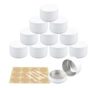 YANCAER 10 Pieces 50 ml Empty White Round Aluminum Tin Jars 50g Aluminium Cream Jars for Lip Balm Candles Cosmetics Powder Sample