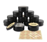 YANCAER 24 Pack 150ml - D83mm x H38mm Matte Black Screw Top Aluminum Tin Jars Round with Screw Lid and Blank Labels, Cosmetics Pots Containers for DIY Candle, Crafts, Lip Balms, Salves, Travel