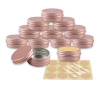 YANCAER 24 Pack 15ml - D41mm x H17mm Matte Pink Screw Top Aluminum Tin Jars Round with Screw Lid and Blank Labels, Cosmetics Pots Containers for DIY Candle, Crafts, Lip Balms, Salves, Travel