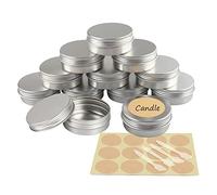 YANCAER 24 Pack 60ml - D68mm x H27mm Silver Screw Top Aluminum Tin Jars Round with Screw Lid and Blank Labels, Cosmetics Pots Containers for DIY Candle, Crafts, Lip Balms, Salves, Travel