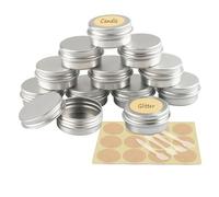 YANCAER 30 Pack 10ml - D35mm x H17mm Silver Screw Top Aluminum Tin Jars Round with Screw Lid and Blank Labels, Cosmetics Pots Containers for DIY Candle, Crafts, Lip Balms, Salves, Travel
