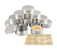 YANCAER 50 Pack 15ml - D41mm x H17mm Silver Screw Top Aluminum Tin Jars Round with Screw Lid and Blank Labels, Cosmetics Pots Containers for DIY Candle, Crafts, Lip Balms, Salves, Travel