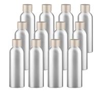 YANCAER Pack of 12, 100ml Empty Refillable Silver Aluminum Bottle with Frosted Gold Aluminium Screw Cap for Liquids, Oils, Cosmetics, Travel and DIY Packaging