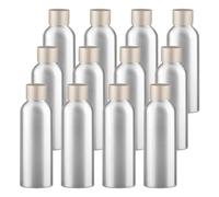 YANCAER Pack of 12, 120ml Empty Refillable Silver Aluminum Bottle with Frosted Gold Aluminium Screw Cap for Liquids, Oils, Cosmetics, Travel and DIY Packaging