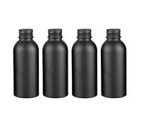 YANCAER Pack of 4, 120ml Black Aluminum Empty Bottles with Screw Cap - Refillable Metal Containers for Cosmetics, Essential Oils, Travel