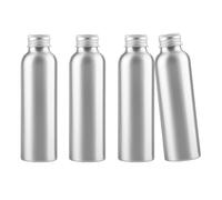 YANCAER Pack of 4, 120ml Silver Aluminum Empty Bottles with Screw Cap - Refillable Metal Containers for Cosmetics, Essential Oils, Travel
