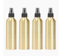 YANCAER Pack of 4, 150ml Gold Empty Fine Mist Spray Bottles with Black Spray Head Refillable Aluminum bottle for Cosmetic Perfume, Toner, Face Spray, Travel