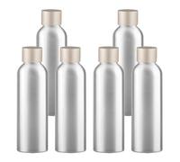 YANCAER Pack of 6, 150ml Empty Refillable Silver Aluminum Bottle with Frosted Gold Aluminium Screw Cap for Liquids, Oils, Cosmetics, Travel and DIY Packaging