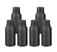 YANCAER Pack of 6, 50ml Black Aluminum Empty Bottles with Screw Cap - Refillable Metal Containers for Cosmetics, Essential Oils, Travel