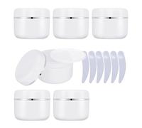 YANCAER Pack of 6,50ml White Plastic Cosmetic Cream Jars with Silver Edge, 50 g Container pot for Lotions Beauty Storage Ointments Travel Makeup Balm,