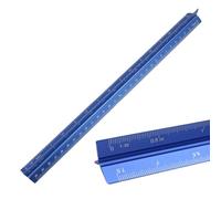 YANCAIYUNL 30cm Aluminum Triangular Scale Ruler, 6 Metric Scales for Architects (Blue)