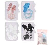 YANCAIYUNL 4 Pairs Silicone Ear Plugs, Waterproof Swimming EarPlugs Corded Earplugs with String Waterproof Noise Cancelling Ear Plugs for Work, Studying,Sleep, Swim, Noisy Places