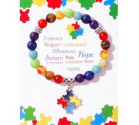 YANCHUN Autism Awareness Bracelet Autism Awareness Shirt Outfits Accessories Colorful Beaded Charm Bracelet Autism Jewelry Gifts, Adjustable, Metal, no gemstone