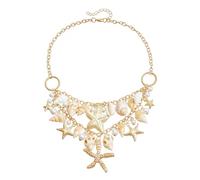 YANCHUN Boho Layered Starfish Necklace Vintage Puka Shell Collar Beach Chain for Women Summer Accessories
