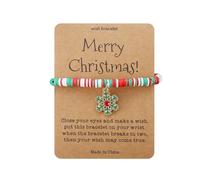YANCHUN Christmas Bracelet for Women Colorful Christmas Clay Beaded Stretch Bracelets Christmas Tree Santa Claus Snowflake Charm Bracelet Holiday Christmas Gifts 2024, Adjustable, Alloy, no gemstone