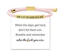 YANCHUN Dont Let The Hard Days Win Bracelet Inspirational Gifts for Women Adjustable Braided Tube Bracelet Don't Let The Hard Days Win Bracelets for Women Trendy 2025, L, Alloy, no gemstone