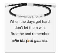 YANCHUN Dont Let The Hard Days Win Bracelet Inspirational Gifts for Women Adjustable Braided Tube Bracelet Don't Let The Hard Days Win Bracelets for Women Trendy 2025, L, Alloy, no gemstone