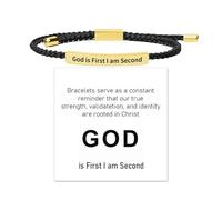 YANCHUN God Is First I Am Second Bracelet God Is First Bracelet Adjustable Inspirational Jewelry Present Christian Motivational Faith Gift Trendy