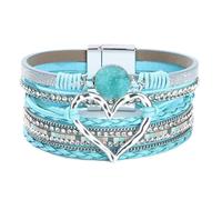 YANCHUN Heart Leather Wrap Bracelet for Women Handmade Stackable Boho Cuff Bangles Bracelets for Women Trendy 2025