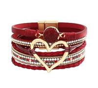 YANCHUN Heart Leather Wrap Bracelet for Women Handmade Stackable Boho Cuff Bangles Bracelets for Women Trendy 2025