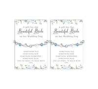 YANCHUN Pearl Bracelet for Bridal with Meaningful Card Something Blue for Bride Wedding Day Gifts for Bride Pearl Jewelry Accessories