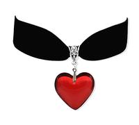 YANCHUN Red Heart Necklace for Women Chunky Red Heart Necklace Big Red Heart Pendant Necklace Adjustable Velvet Chain Necklace Red Glass Heart Necklace Y2K Jewelry Accessories
