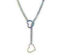 YANCHUN Slip Chain Necklace for Women Adjustable Heart Charm Necklace Handmade Long Chain Necklaces for Women Trendy Lariat Y Necklace Goth Accessories Gifts for Women Trendy, Zinc, No Gemstone