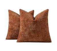 YancLife 2PCS Orange Throw Pillow Covers for Couch Sofa - Slub Texture Decorative Pillow Cases - 16x16 Inch Thick Burlap Linen Style Breathable Farmhouse Accent for Living Room