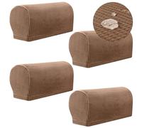 YancLife Armchair Covers, Set of 4 Waterproof Armrest Chair Covers, Non-Slip Arm Protector Stretch Armchair Couch Anti-Scratch Sofa Armrest Protector for Recliner Sofa Couches (Light Brown)