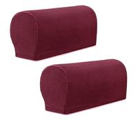YancLife Armrest Chair Covers, Set of 2 Stretch Armchair Covers for Arms,Spandex Polyester Sofa Arm Caps Non Slip Armrest Covers Chairs Armchairs Couches Recliner for Furniture Protector(Wine Red)