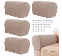 YancLife Armrest Chair Covers, Set of 4 Stretch Armchair Couch Armchair Covers for Arms Sofa, Anti-Slip Spandex Polyester Sofa Chair Arm Caps for Furniture Protector, Chairs, Sofas, Recliner(Camel)