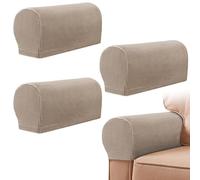 YancLife Armrest Chair Covers, Set of 4 Stretch Armchair Covers for Arms,Spandex Polyester Sofa Arm Caps Non Slip Armrest Covers for Chairs Furniture Protector Armchairs Sofa Couches Recliner (Sandy)
