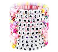YancLife for Korea-pop Merch Bracelet - 10pcs Color Stretch Friendship Bracelet, Stackable Letter Charm Bracelets, Hunters Singer Bracelets for Pop Fans Cosplay Outfit Birthday Holiday Gifts, Concert