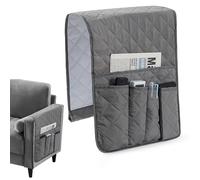 YancLife Sofa Armrest Organizer, Sofa Couch Waterproof Chair Armrest Durable Soft Caddy Organizer Holder for Phone, Cellphone, Book, Magazines, TV Remote Control, Space Saver Bag (Grey)