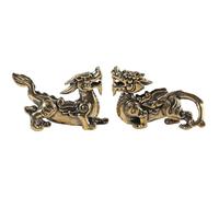 YANCONGLIDEYAN 2Pcs Feng Shui Pi Xiu Dragon Statue Attract Money and Good Luck Wealth Brass Decor Tea Pet Home Decor Ornaments Statues