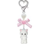 Yancremio Cute Cat Keychain Y2K Heart Bowknot Charm Cat Decoration Kawaii Bag Charm Cute Sweet Cat Keychain Cell Phone Charm Girls Gift (White,One Size)