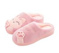 Yancremio Men's Women's Comfortable Fall and Winter Cute Cat Pattern Padded Slippers Indoor Home Bedroom Comfortable Non-slip Warm Slippers (Pink,36-37)