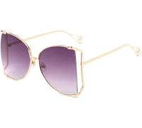 Yancremio Oversized Cat Eye Sunglasses for Women Y2K Chic Retro UV400 Lightweight Pearl Decoration Sun Glasses (A)