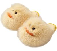 Yancremio Women's Autumn and Winter Cute Cartoon Animal Shape Indoor Warm Slippers Fashion Casual Soft Comfortable Non-slip Fluffy Plush Slippers (Yellow,36-37)